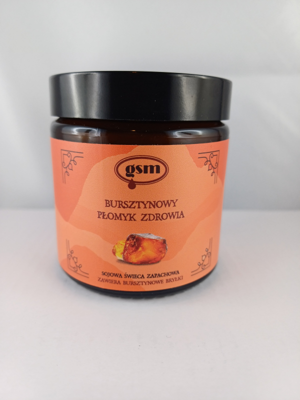 Bursztynowy Płomyk Zdrowia - świeca z bryłkami bursztynu (120ml)